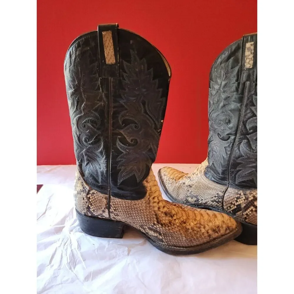 Vintage R R Navarro Snakeskin Cowboy Boots Western Men's 8 8.5 D